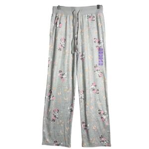 New Minnie Mouse Pajama Pants Womens S Grey Super Soft Lounge Relax Disney